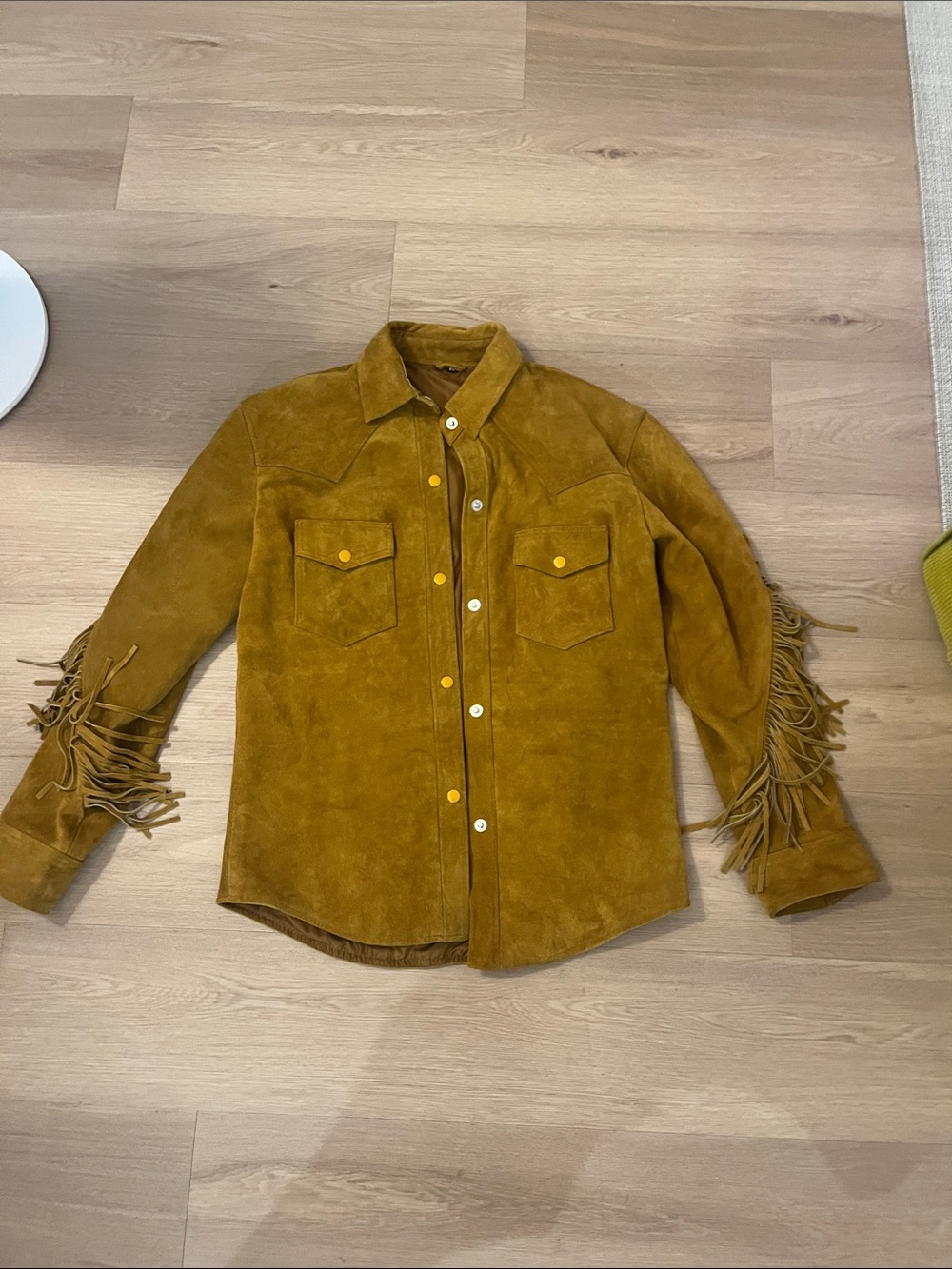 Suede fringed camel jacket